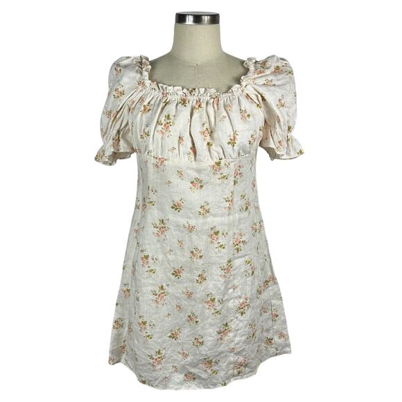 REFORMATION Robles Mildred Linen Floral Mini Dress Women's Size 10 Dainty Print - Picture 1 of 7